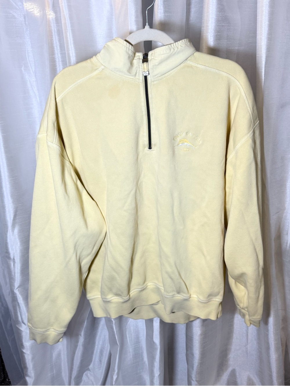 Tommy Bahama Men's Half-Zip Sweater Jacket in Pale Yellow